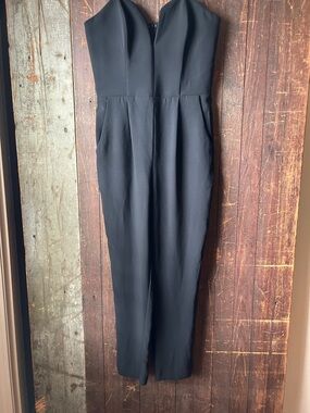 Amanda Uprichard Strapless Black Tailored Jumpsuit